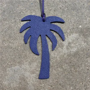 Blue leather palm tree bag charm stylish purse pendant accessory for women car decor