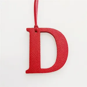 Red leather letter D bag charm pendant stylish handbag accessory keychain decorative charm