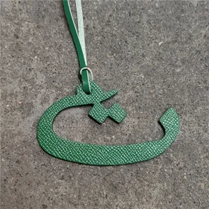 Green Arabic letter leather bag charm stylish women handbag accessory pendant strap decor