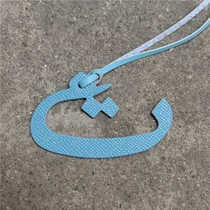 Light blue leather Arabic letter bag charm stylish luxury style handbag accessory pendant