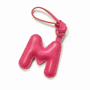 Rosa Leder Buchstabe M Taschenanhänger, Initialen Schlüsselanhänger für Handtaschen.