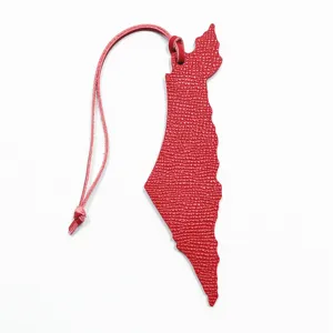 Rood lederen geografische kaart vorm tas bedel stijlvolle sleutelhanger accessoire