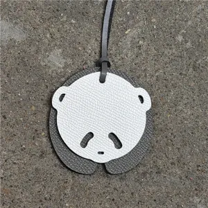 Charm de sac en cuir en forme de panda mignon, pendentif mini sac à main noir et blanc femme.
