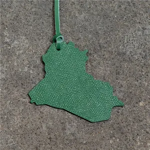 Green leather map shape bag pendant fashion accessory stylish purse charm keychain decor