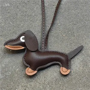 Pendentif de sac en cuir teckel mignon chiot sac à main accessoire porte-clés décoratif