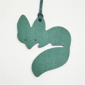 Green leather fox bag charm cute animal pendant stylish handbag accessory for women and girls