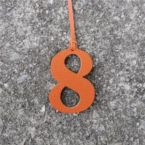 Orange leather number 8 bag charm DIY pendant lucky number purse accessory decor item