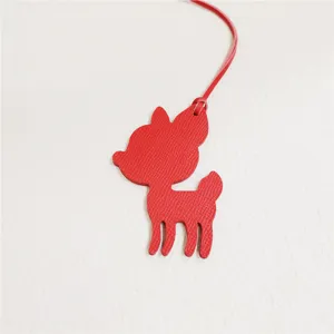 Red leather deer bag charm cute animal pendant fashion handbag accessory for women 1pcs