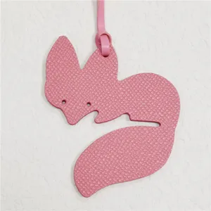 Pink leather fox bag charm cute animal pendant luxury style handbag accessory gift