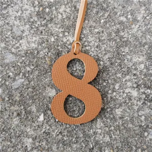 Number 8 leather bag charm pendant DIY digital accessory for fashion handmade handbag crafts.