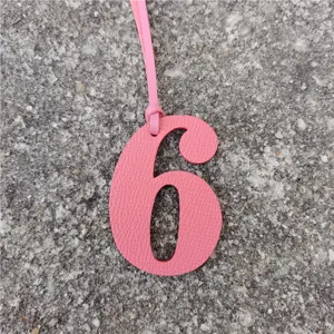 Rosa Leder Nummer 6 Tasche Anhänger DIY Schlüsselanhänger Zubehör für Handtaschen