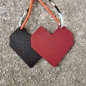 Two-tone heart leather bag charm with colorful strap stylish purse pendant accessory