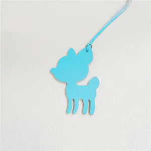 Light blue leather deer bag charm, cute pendant accessory for women's handbags and backpacks.