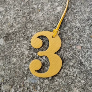 Yellow leather number 3 bag charm pendant DIY hanging accessory for stylish daily bags decor