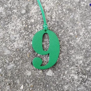 Green leather number 9 bag charm stylish DIY pendant luxury designer style accessory