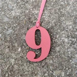 Pink leather number 9 bag charm DIY pendant cute accessory for handbag backpack decoration