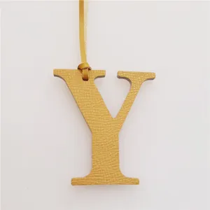 Leather Letter Y Bag Charm Initial Pendant Luxury Style Handbag Accessory Gold Yellow