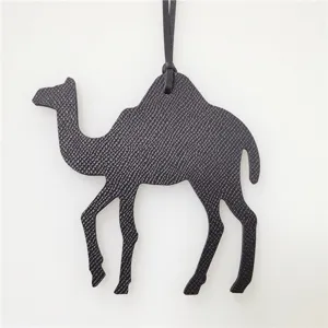 Black leather camel bag charm pendant, cute animal handbag accessories for women and girls.