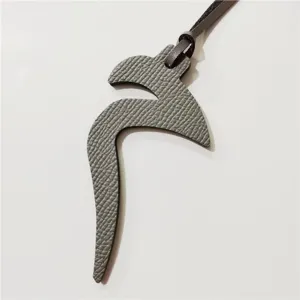 Elegant Arabic letter leather bag charm gray minimalist car hanging accessory aesthetic gift