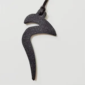 Black leather Arabic letter charm bag pendant stylish car hanging ornament accessory