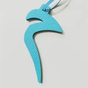 Arabic alphabet leather bag charm blue car hanging pendant stylish accessory for women everyday