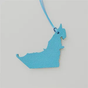 UAE map leather bag charm stylish blue handbag pendant genuine leather accessory for women