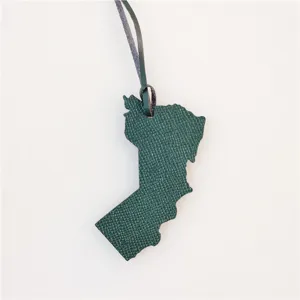 Oman map leather bag charm dark green stylish accessory pendant for daily handbag decoration