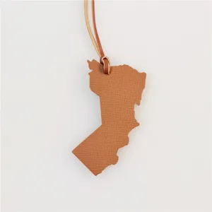 Oman map leather bag charm keychain stylish accessory pendant brown leather gift item
