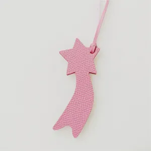 Roze lederen vallende ster tassenhanger, schattige stijlvolle tasbedel met riem.