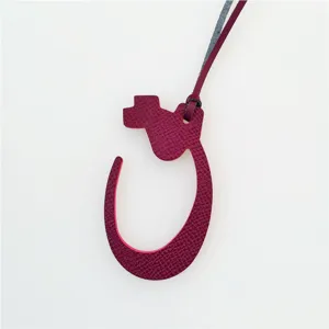 Genuine Leather Arabic Alphabet Bag Charm Solid Color Microfiber Strap Handbag Keyring Ornament Holiday Birthday Gift For Women Men Backpack Accessories