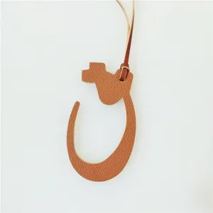Arabic letter bag charm brown leather purse pendant stylish handbag accessory for women gift