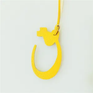 Arabic letter bag charm yellow leather stylish handbag pendant accessory for women daily wear