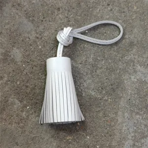White leather tassel charm handmade leather car mirror pendant bag accessory elegant style