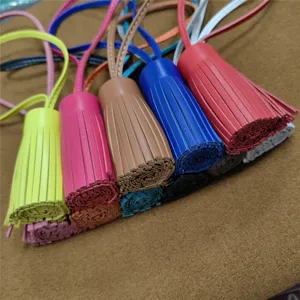Leather tassel charm for handbag car rearview mirror accessory multi-color stylish