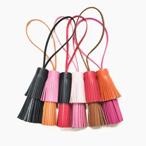 Zweifarbiger langer Seil Leder Quasten Taschen Anhänger Damen Handtasche Deko Geschenk