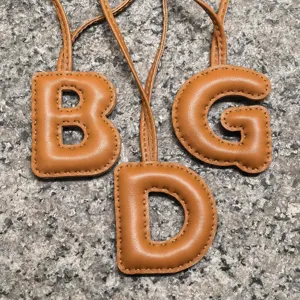 Handmade Sheepskin Leather Alphabet Letter Bag Charm Light Brown Personalized Initial Keychain For Women Handbag Car Key Ring Accessory
