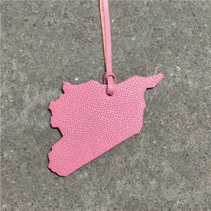 Pink leather Syria map bag charm car hanging ornament cute keychain accessory stylish decor