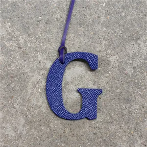 Leather letter G bag charm pendant stylish handbag accessory purple alphabet keychain