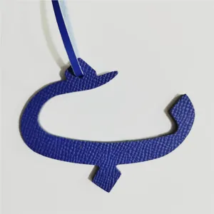 Blue leather Arabic letter bag charm stylish car hanging ornament elegant accessory for women