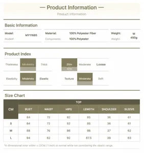 Detaillierte Größentabelle und Produktspezifikationen für Damen Strickpullover Kleid.