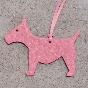 Charm de sac chien en cuir rose porte-clés mignon chiot terrier pendentif pour sac à main
