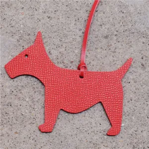 Pendentif de sac chien en cuir rouge mignon porte-clés terrier accessoire pour sac à main femme
