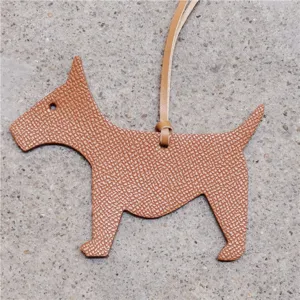 Breloque sac chien cuir marron porte-clés mignon chiot pendentif pour sac à main femme.