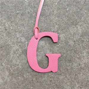 Pink leather letter G bag charm cute alphabet keychain pendant for women handbags purses accessory