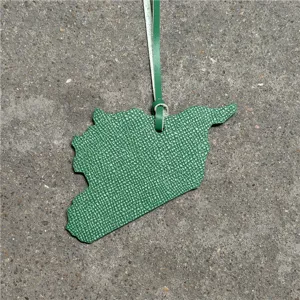 Green leather map shape bag charm stylish car pendant high quality fashion accessories.
