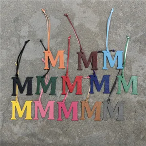 Leather Capital Letter M Bag Charm Pebbled Texture Handbag Pendant Car Accessory Minimalist Keyring Ornament For Handbags Backpacks Purse Hanging Decor