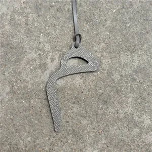 Grey leather Arabic letter bag charm luxury designer style handbag pendant accessory for women
