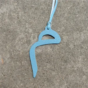 Light blue leather Arabic letter bag charm stylish purse accessory and car hanging decor