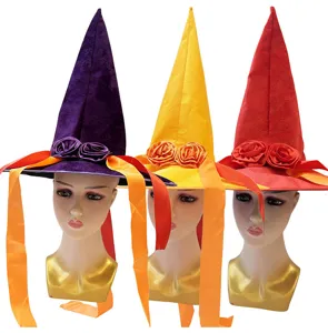 Halloween heksenhoed feest stof lint bloem hoed magie feest verkleedpartij hoofddeksel