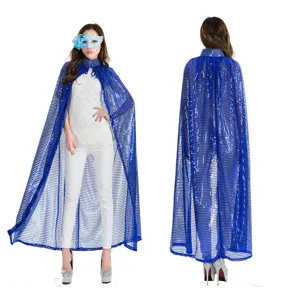 Cape de paillettes bleue pour femme adulte costume de scène fête Halloween cosplay